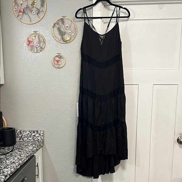BILLABONG DESIGNERS CLOSET BLACK SHEER CUTOUT COTTON MAXI DRESS LARGE - Picture 3 of 16